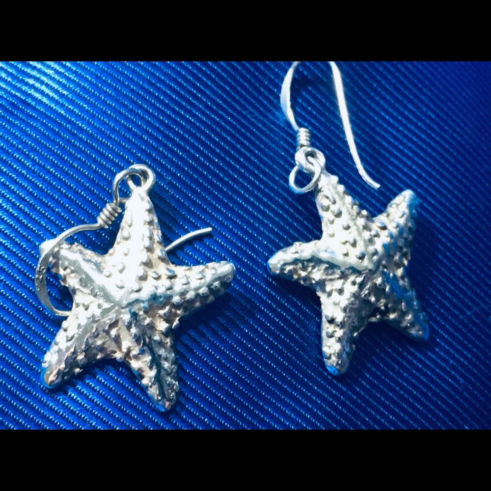 Solid Silver 9.25 Star Fish Earrings